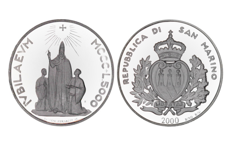 San Marino 5.000 y 10.000 Liras 2000 Año Santo PROOF