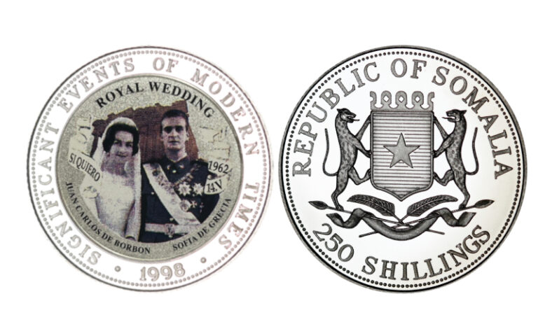 Somalia 250 Shillings 1998 Boda Juan Carlos I y Sofía de Grecia 1962 PROOF