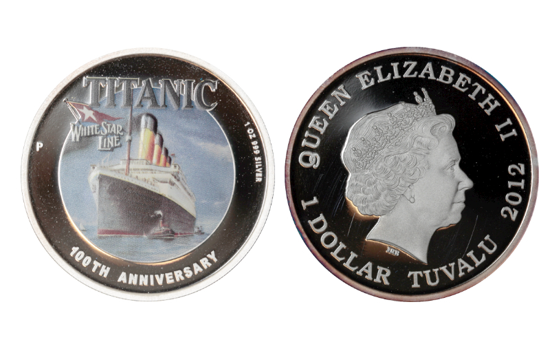 Tuvalu 1 Dólar 2012 100 Aniversario del Titanic Lig. Rayitas PROOF