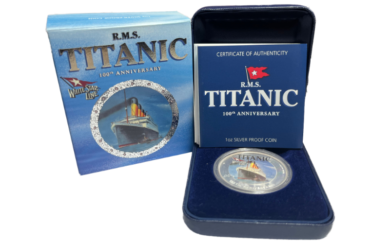 Tuvalu 1 Dólar 2012 100 Aniversario del Titanic Lig. Rayitas PROOF