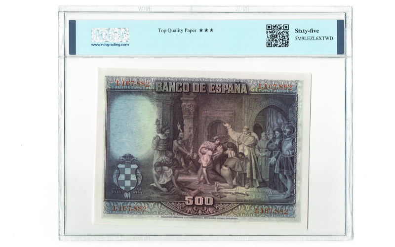 500 Pesetas 15 de agosto de 1928 Cardenal Cisneros Certificado SC