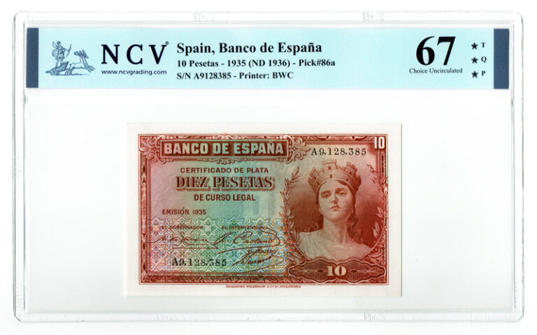 10 Pesetas 1935 Serie A Certificado SC