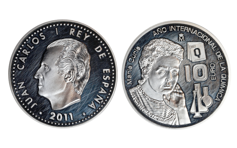 España 10 Euros 2011 Año Internacional de la Química - Marie Curie Rayitas PROOF