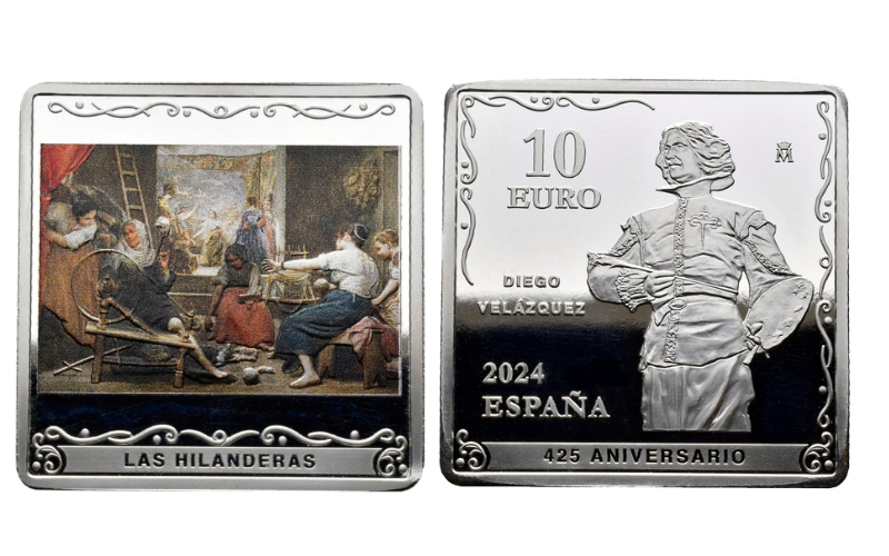 España 10 Euros (1oz. 999) 2024 425 Aniversario Diego Velázquez "Las Hilanderas" PROOF