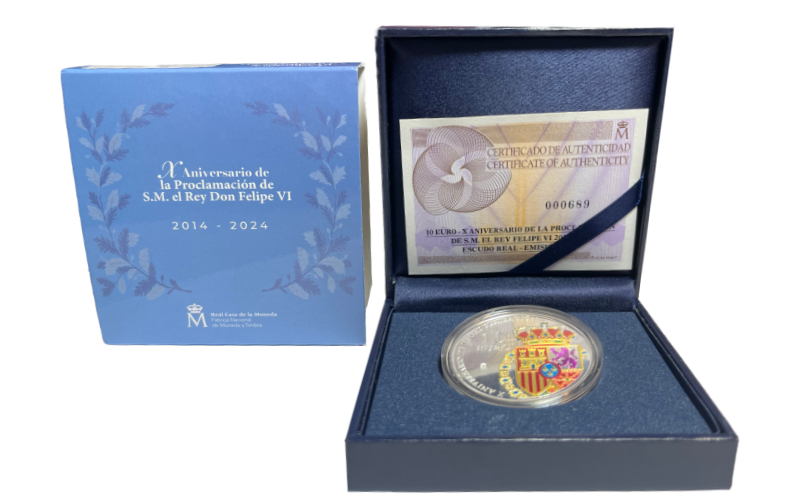 España 10 Euros 2024 X Aniversario de la Proclamación de S.M. El Rey Don Felipe VI PROOF