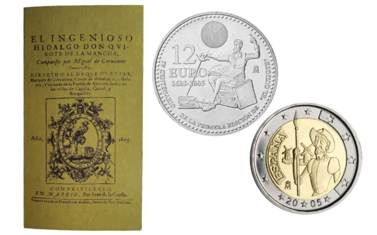 España Cartera 2 y 12 Euros 2005 IV Centenario de la Publicación de "El Ingenioso Hidalgo Don Quijote de la Mancha" BU PROOF