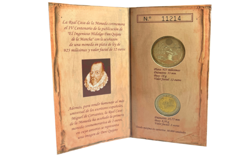 España Cartera 2 y 12 Euros 2005 IV Centenario de la Publicación de "El Ingenioso Hidalgo Don Quijote de la Mancha" BU PROOF