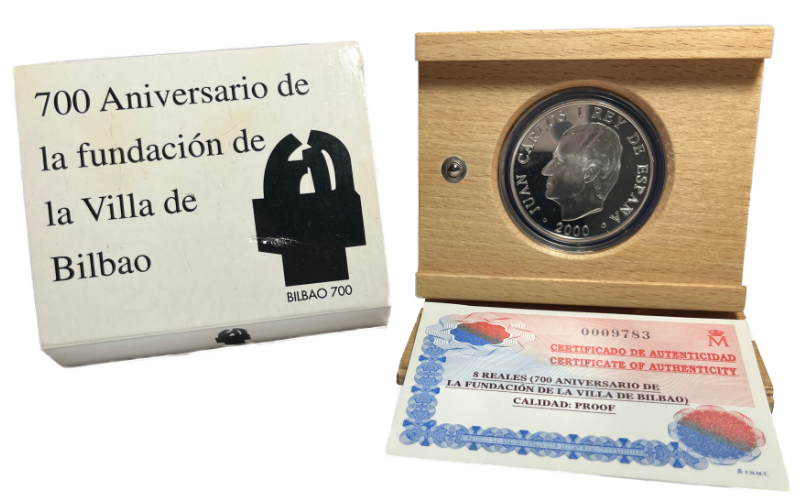 España 2.000 Pesetas 2000 700 Aniversario de la Fundación de la Villa de Bilbao PROOF