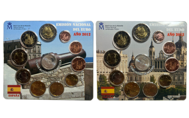 España Carteras Oficiales Euros 2012 Melilla y Madrid BU