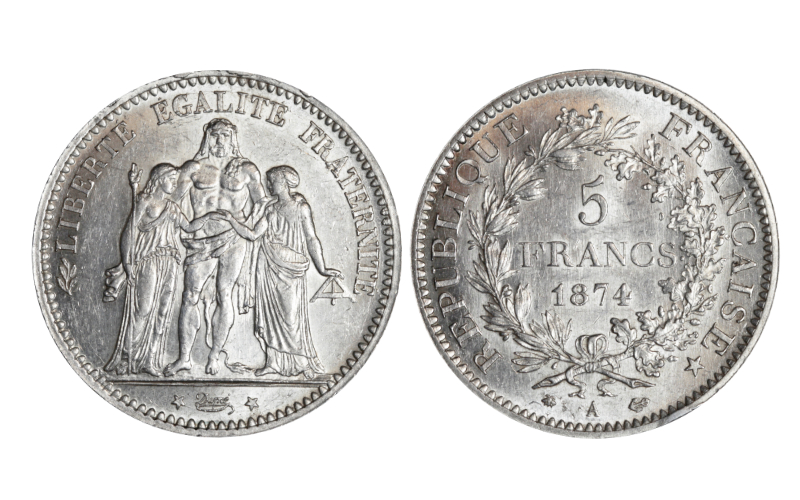 Francia 5 Francos 1874 A Golpec. SC-