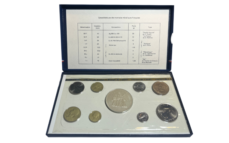 Francia Estuche 9 Valores 1975 Monnaie De Paris FDC
