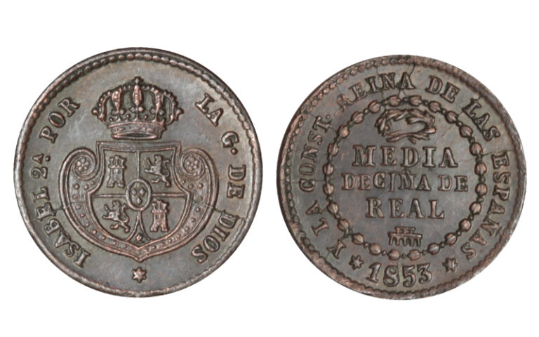 Isabel II Media Décima de Real 1853 Segovia EBC